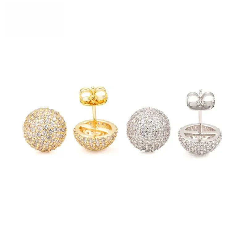 925 Silver Sphere Moissanite Hip Hop Stud Earrings Unisex - CaratixJewelry