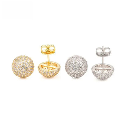 925 Silver Sphere Moissanite Hip Hop Stud Earrings Unisex - CaratixJewelry