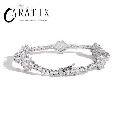 CARÁTIX 3mm Plum Flower Tennis Chain | Iced Out Hip Hop Choker Necklace for Women