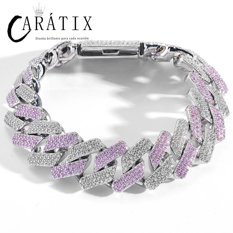 CARÁTIX 20mm Rhombus Cuban Chain Set | 3A+ CZ Iced Out Hip Hop Necklace & Bracelet for Men