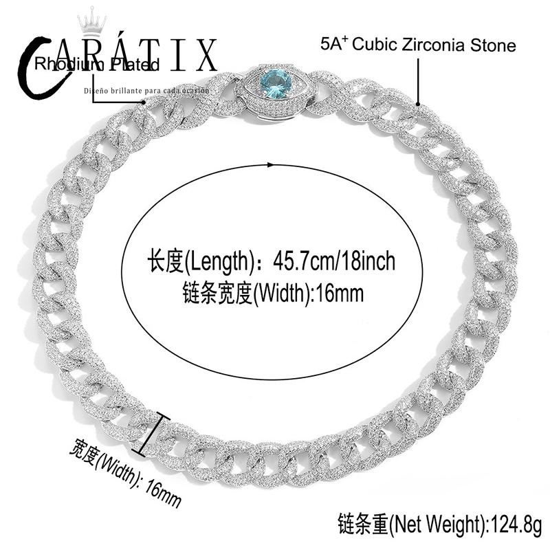 CARÁTIX - Hip Hop 5A+ CZ Stone Bling Iced Out Eye Cuban Infinity Link Chain Bracelet for Women Men Unisex Rapper Jewlery  Valentine's Day Gift for Men & Girls & Boys Mothers' Day Gift #Springtok