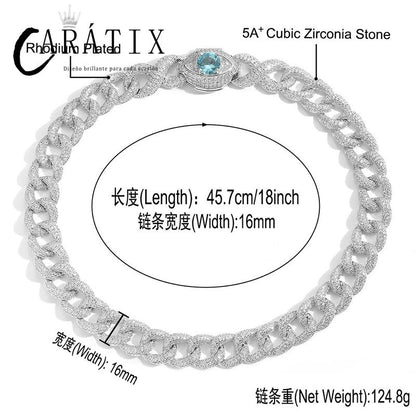 CARÁTIX - Hip Hop 5A+ CZ Stone Bling Iced Out Eye Cuban Infinity Link Chain Bracelet for Women Men Unisex Rapper Jewlery  Valentine's Day Gift for Men & Girls & Boys Mothers' Day Gift #Springtok
