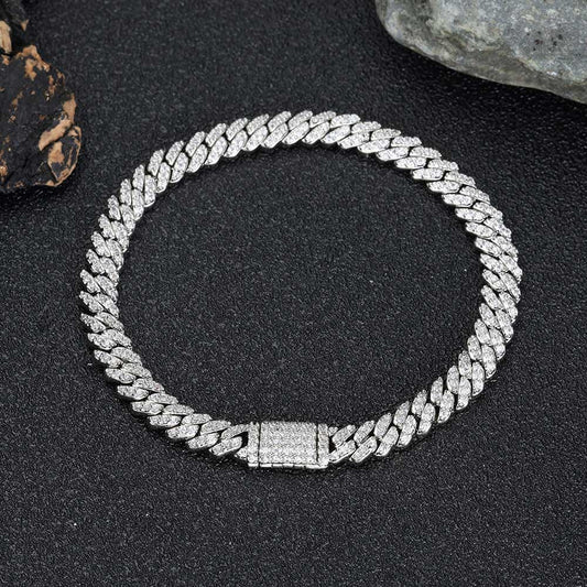 CARÁTIX 6mm Cuban Link Bracelet – Micro-Encrusted Zircon Iced Out Hip Hop Jewelry for Men & Women | Single Row Bling Gift
