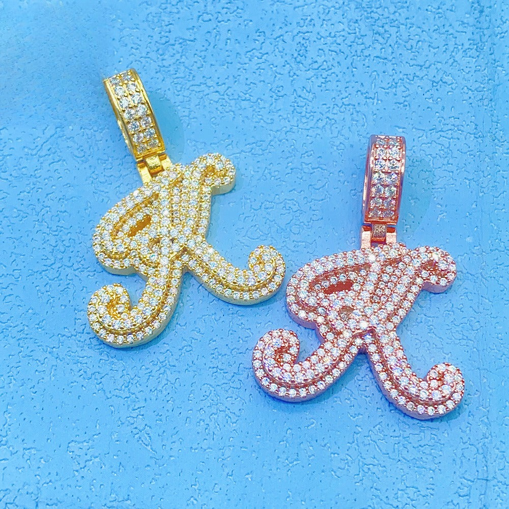 Custom S925 Silver Moissanite Initial Pendant | Iced Out Alphabet Letter | Caratix
