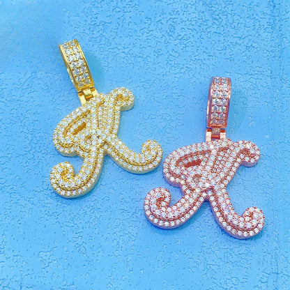 Custom S925 Silver Moissanite Initial Pendant | Iced Out Alphabet Letter | Caratix