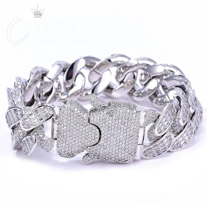 CARÁTIX 18mm Cuban Link Chain Necklace – Micro Pave Rectangular CZ Iced Out Hip Hop Jewelry for Men | Spring Buckle Design