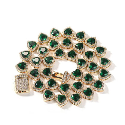 CARÁTIX - Hip Hop 3A+ Cubic Zirconia Bing Iced Out Heart Shape CZ Stone Tennis Link Chain Chokers Necklaces for Men Women Rapper Jewelry Valentine's Day Gift for Men & Girls & Boys Mothers' Day Gift #Springtok