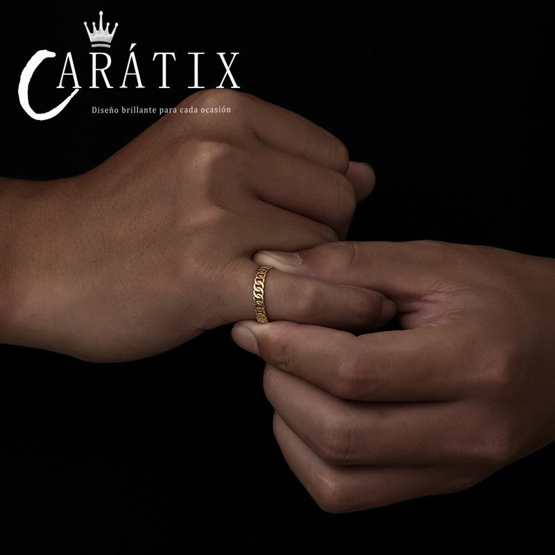 Caratix-New Classic Glossy Ring Couple Ring Plating Personality Simple Unisex Ring Accessories High Quality Hip Hop Ring