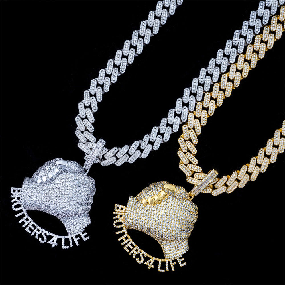 Luxury Full Pave Moissanite/Zircon Lettering Necklace - Eternal Vow Hip Hop Pendant | Caratix