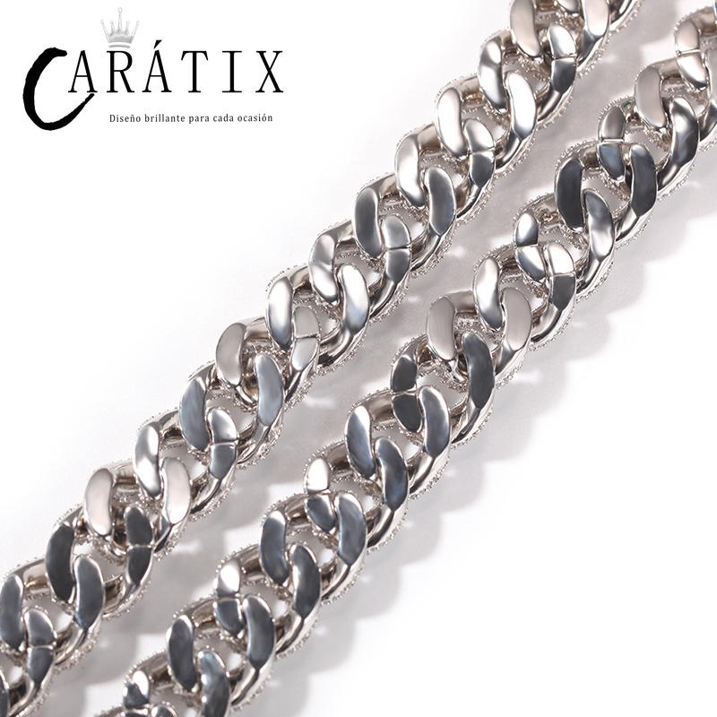CARÁTIX 5 Row Iced Out Cuban Link Chain Necklace – Round CZ Hip Hop Bling Jewelry for Men | Rapper Choker Gift