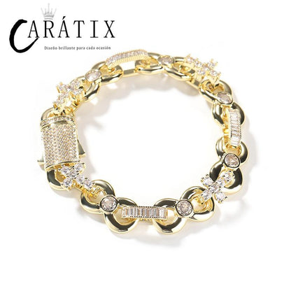 CARÁTIX Infinity Cross 8-Shape Link Chain Choker Necklace – Iced Out CZ Hip Hop Jewelry for Men & Women