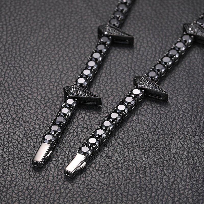 5mm Black Moissanite Tennis Chain with Panther Pendant – S925 Sterling Silver Hip Hop Streetwear Necklace - CaratixJewelry
