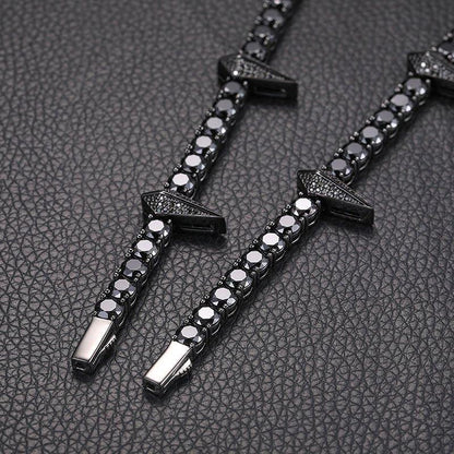 5mm Black Moissanite Tennis Chain with Panther Pendant – S925 Sterling Silver Hip Hop Streetwear Necklace - CaratixJewelry