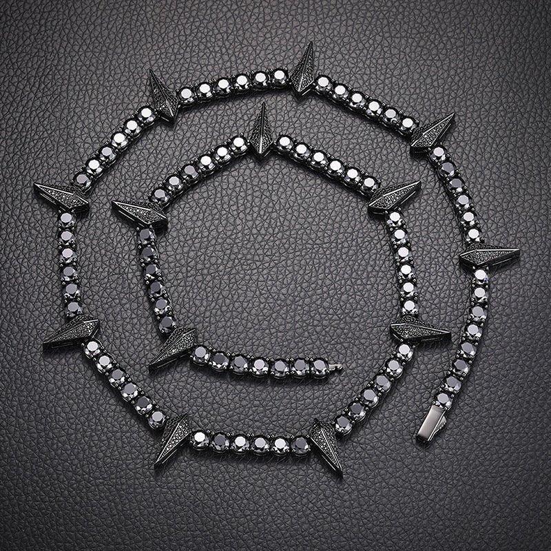 5mm Black Moissanite Tennis Chain with Panther Pendant – S925 Sterling Silver Hip Hop Streetwear Necklace - CaratixJewelry