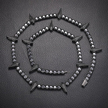 5mm Black Moissanite Tennis Chain with Panther Pendant – S925 Sterling Silver Hip Hop Streetwear Necklace - CaratixJewelry