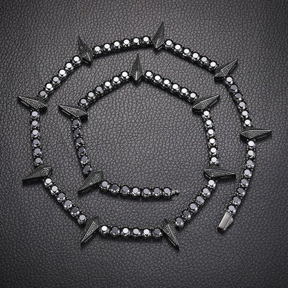 5mm Black Moissanite Tennis Chain with Panther Pendant – S925 Sterling Silver Hip Hop Streetwear Necklace - CaratixJewelry