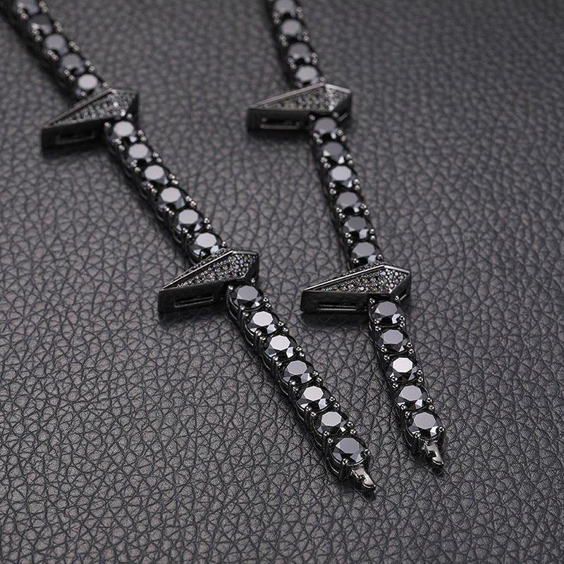 5mm Black Moissanite Tennis Chain with Panther Pendant – S925 Sterling Silver Hip Hop Streetwear Necklace - CaratixJewelry