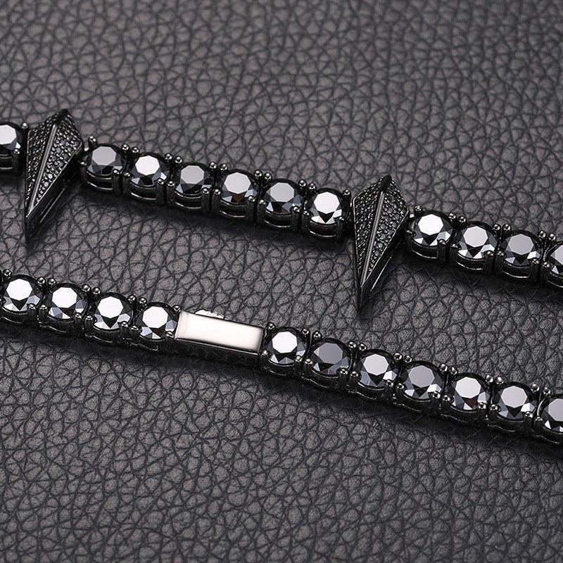 5mm Black Moissanite Tennis Chain with Panther Pendant – S925 Sterling Silver Hip Hop Streetwear Necklace - CaratixJewelry