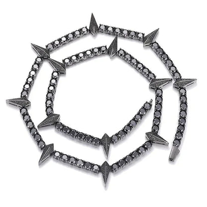 5mm Black Moissanite Tennis Chain with Panther Pendant – S925 Sterling Silver Hip Hop Streetwear Necklace - CaratixJewelry