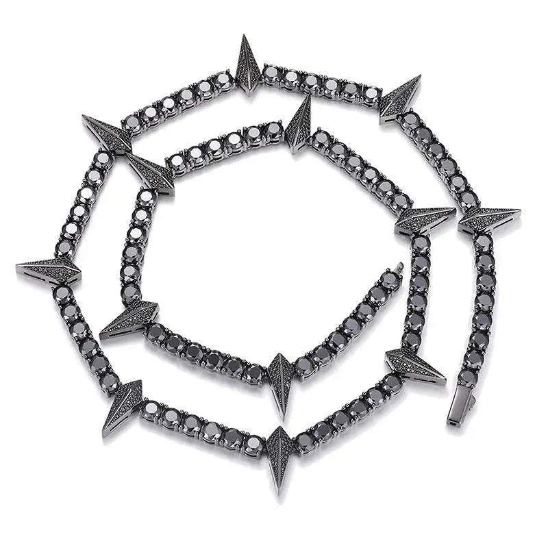 5mm Black Moissanite Tennis Chain with Panther Pendant – S925 Sterling Silver Hip Hop Streetwear Necklace - CaratixJewelry