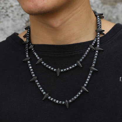 5mm Black Moissanite Tennis Chain with Panther Pendant – S925 Sterling Silver Hip Hop Streetwear Necklace - CaratixJewelry