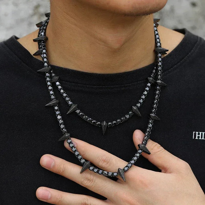 5mm Black Moissanite Tennis Chain with Panther Pendant – S925 Sterling Silver Hip Hop Streetwear Necklace - CaratixJewelry