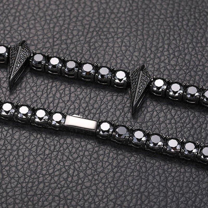 5mm Black Moissanite Tennis Chain with Panther Pendant – S925 Sterling Silver Hip Hop Streetwear Necklace - CaratixJewelry