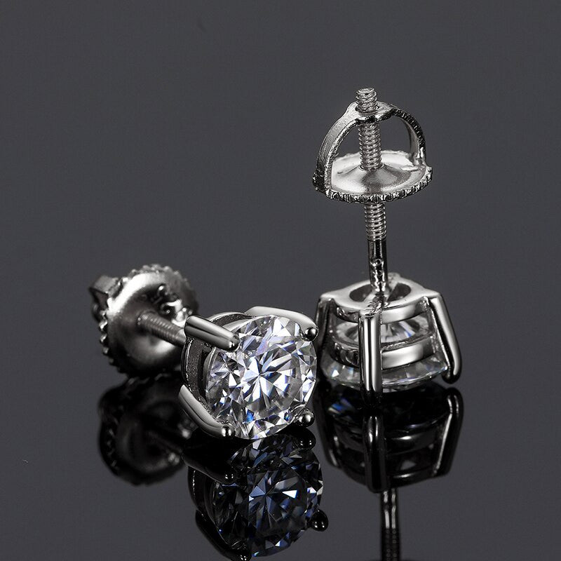 6.5mm 1CT Lab Diamond Solid Sterling Silver Hip Hop Earrings