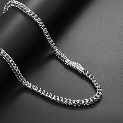CARÁTIX - Hip Hop Stainless Steel PVD Plated Franco Chain 6MM Polishing Clasp Necklace Stainless Steel  Bracelet Women Mens Jewelry Valentine's Day Gift for Men & Girls & Boys Mothers' Day Gift #Springtok