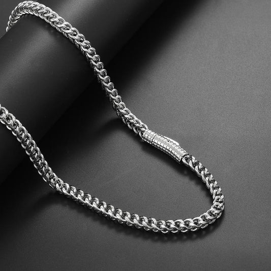 CARÁTIX - Hip Hop Stainless Steel PVD Plated Franco Chain 6MM Polishing Clasp Necklace Stainless Steel  Bracelet Women Mens Jewelry Valentine's Day Gift for Men & Girls & Boys Mothers' Day Gift #Springtok