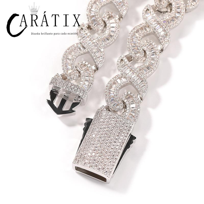 CARÁTIX 15mm Iced Out Cuban Link Chain Necklace – 3A+ CZ Round Infinity Hip Hop Bling Jewelry for Men | Rapper Gift