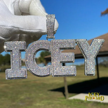 Clarity Clear Solid Iced Out Personalized Custom Name Necklace Pendant – Luxury Hip Hop Jewelry for Men & Women - CaratixJewelry