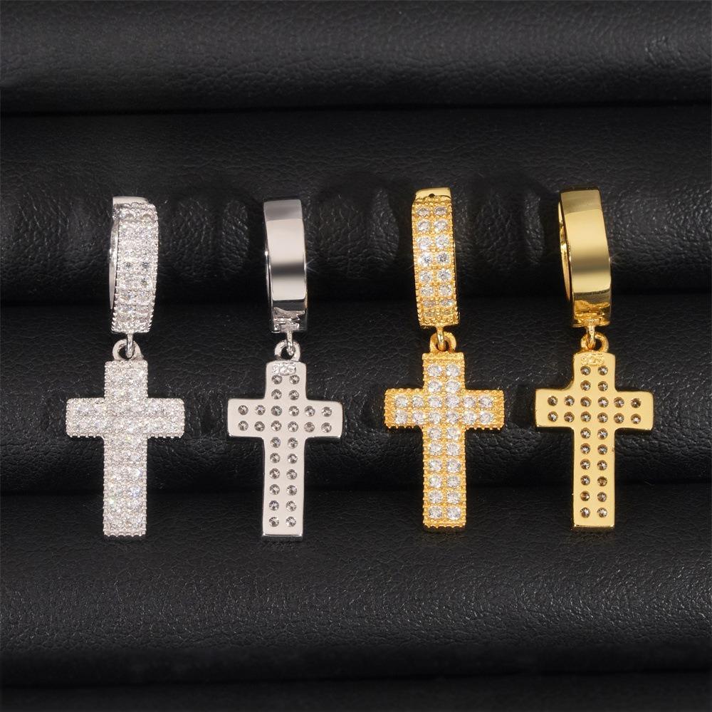 S925 Silver Cross Shape Moissanite Look Earrings for Men and Women - CaratixJewelry