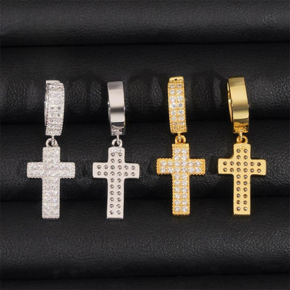 S925 Silver Cross Shape Moissanite Look Earrings for Men and Women - CaratixJewelry