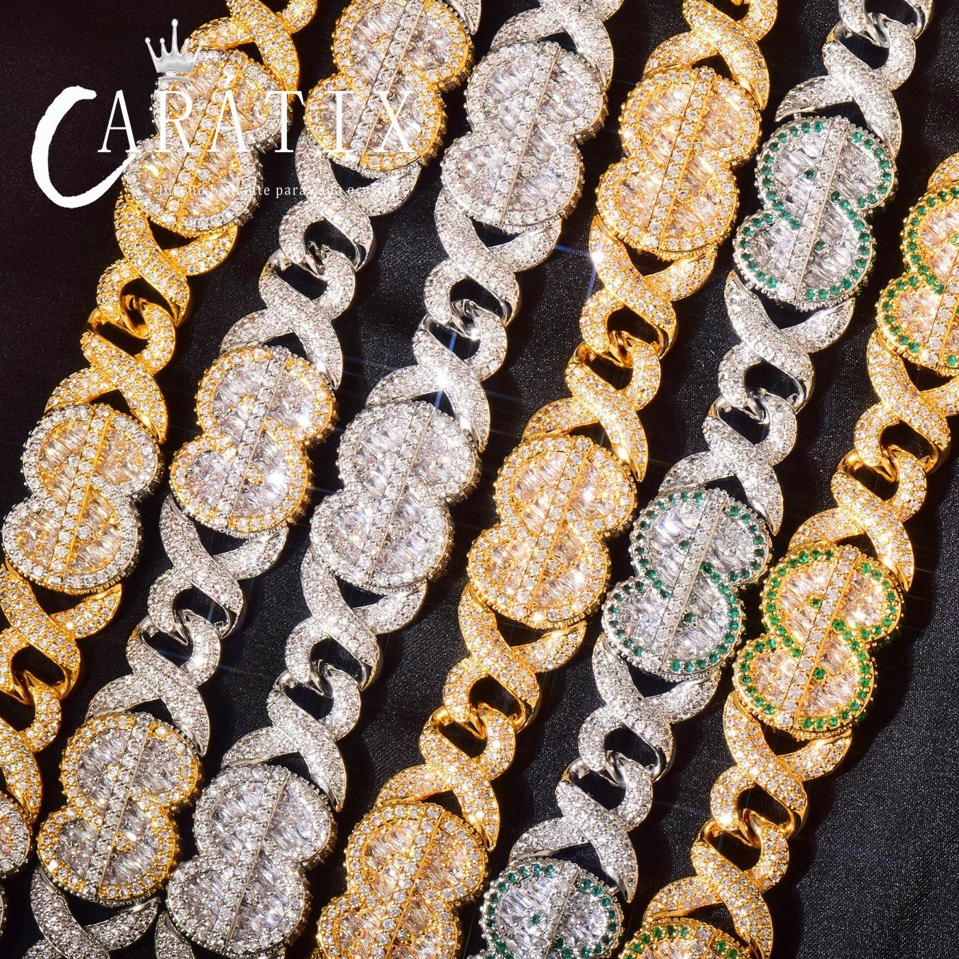 CARÁTIX Infinite Golden Chain Necklace – Iced Out Hip Hop Chino Link Jewelry for Men | Versatile Multi-Size Design