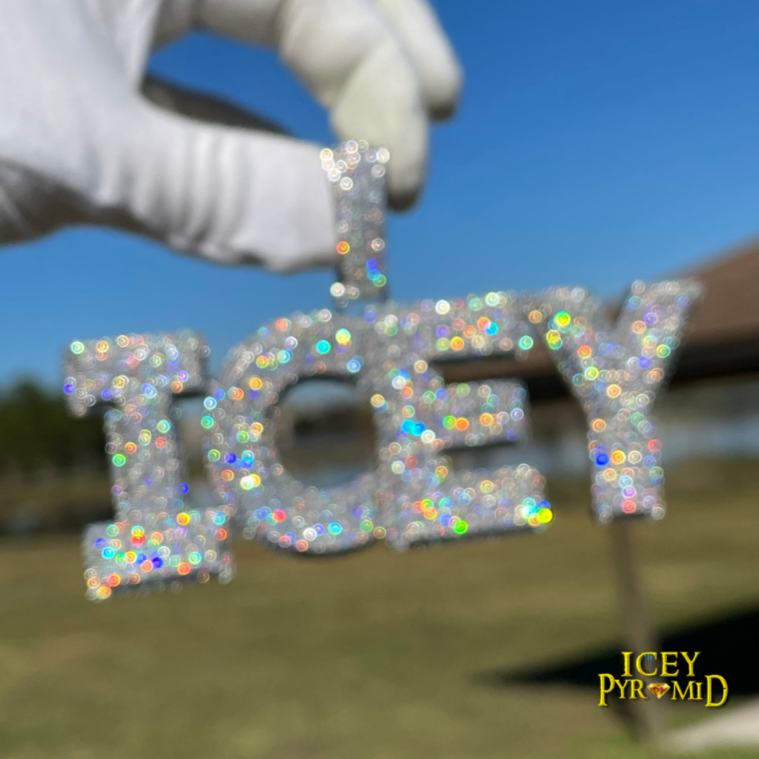 Two Layers Solid Clear Font Iced Out Personalized Custom Name Necklace Pendant