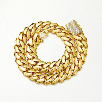 CARÁTIX Golden Cuban Chain | Iced Out Dense Link Hip Hop Necklace for Men - CaratixJewelry