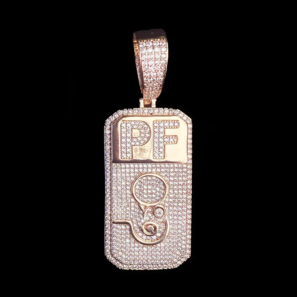 Heavy Industry "PF" Square Pendant | Men's Niche Design Rapper Necklace - CaratixJewelry
