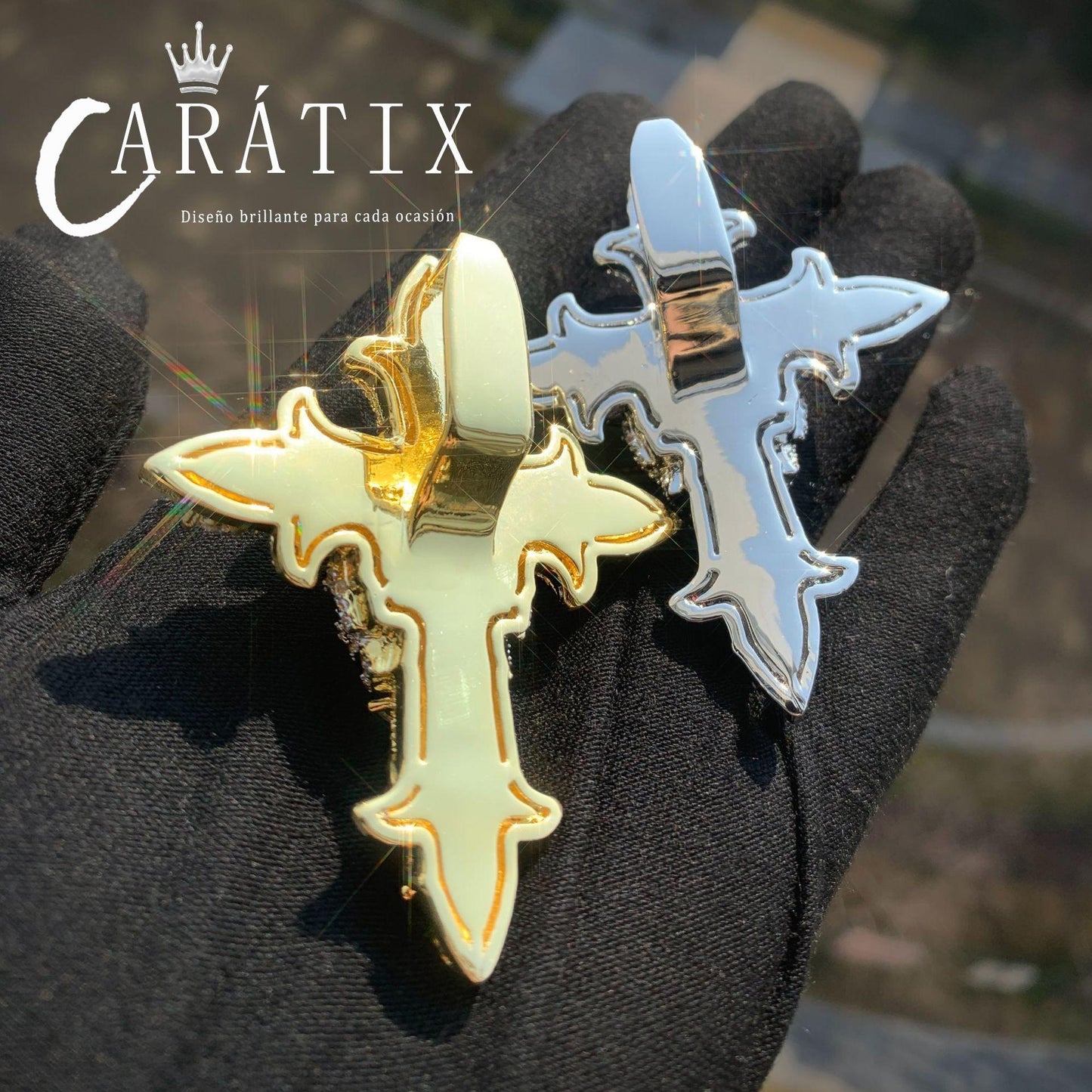 CARÁTIX Hip Hop Skull Cross Pendant Necklace – Iced Out CZ Jewelry for Men & Women