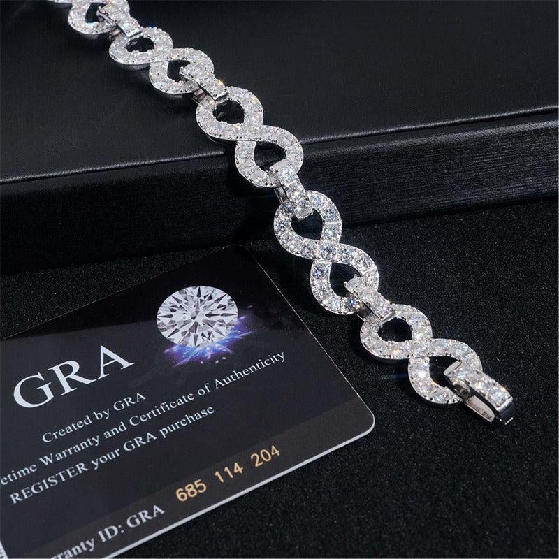 13mm Moissanite Figure-Eight Cuban Link | S925 Silver Necklace & Bracelet - CaratixJewelry