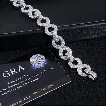 13mm Moissanite Figure-Eight Cuban Link | S925 Silver Necklace & Bracelet - CaratixJewelry