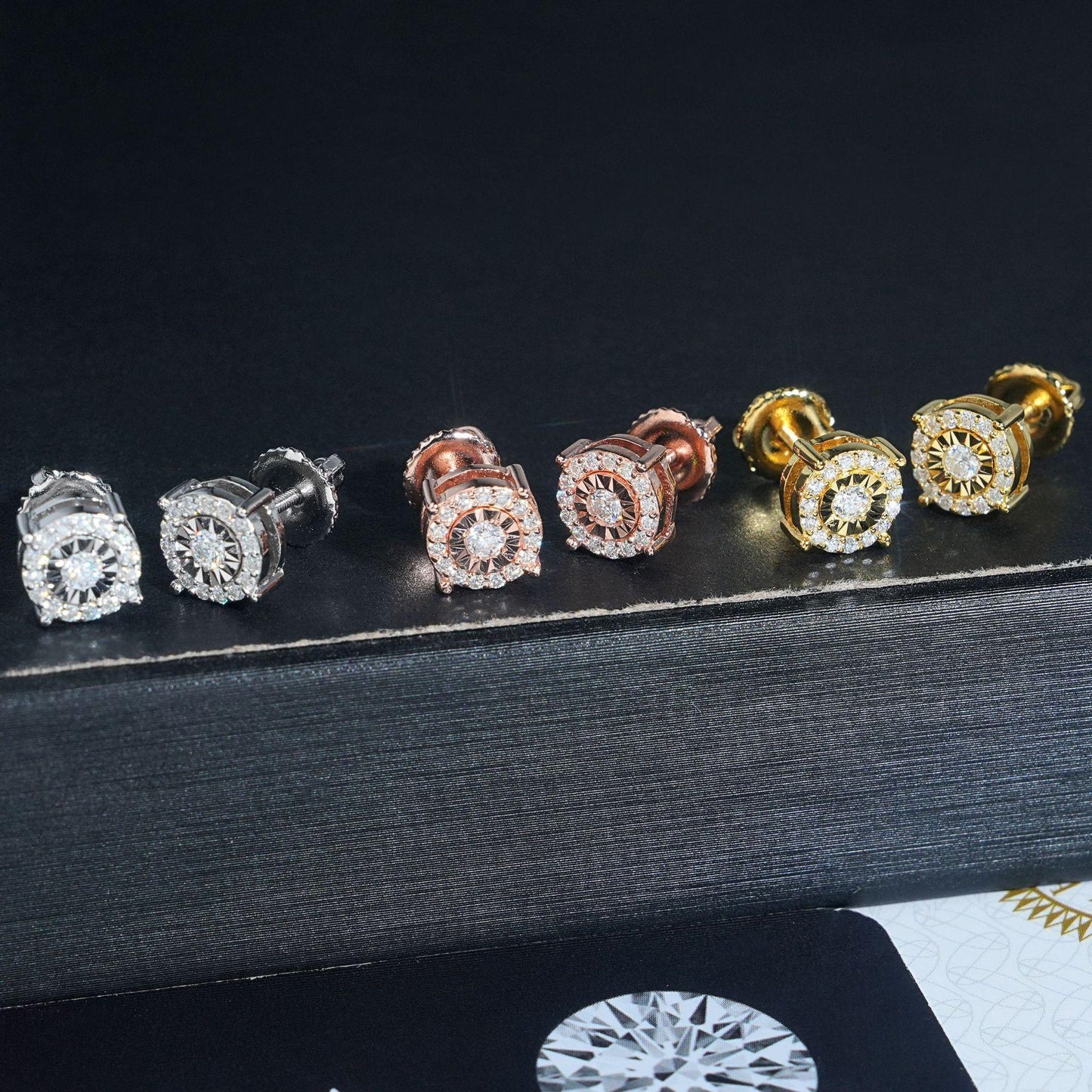 S925 Silver D Color Moissanite Look Carved Disc Earrings - CaratixJewelry