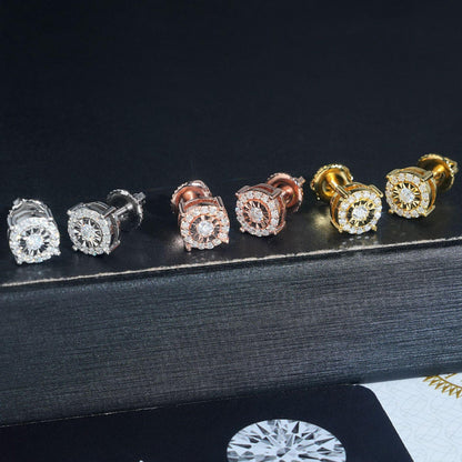 S925 Silver D Color Moissanite Look Carved Disc Earrings - CaratixJewelry