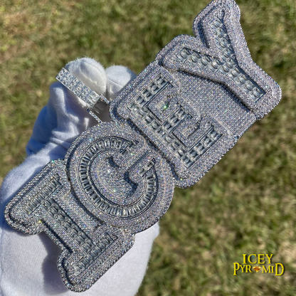 Overflow Stones Loaded with Diamond Iced Out Personalized Custom Name Necklace Pendant – Luxury Hip Hop Jewelry for Men & Women