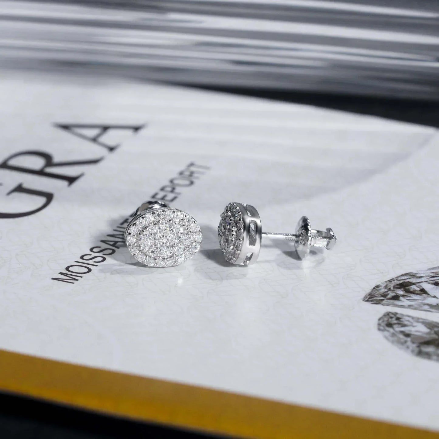 Fashion 925 Silver Square Synthetic Moissanite Stud Earrings Unisex Couple Style - CaratixJewelry