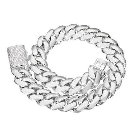 CARÁTIX 20mm Iced Out Cuban Link Chain Necklace – Heavy CZ Rhombus Hip Hop Bling Jewelry for Men | Rapper Curb Choker Gift - CaratixJewelry