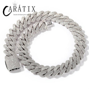 CARÁTIX 20mm 3-Row Square Cuban Link Chain Necklace – CZ Iced Out Heavy Hip Hop Bling Jewelry for Men | Rapper Gift - CaratixJewelry