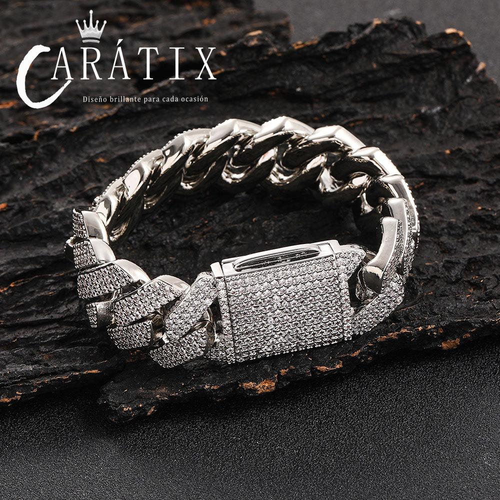 CARÁTIX 20mm 3 Row Cuban Link Chain Necklace – Iced Out Heavy Hip Hop Bling Jewelry for Men | Thick Luxury Necklace