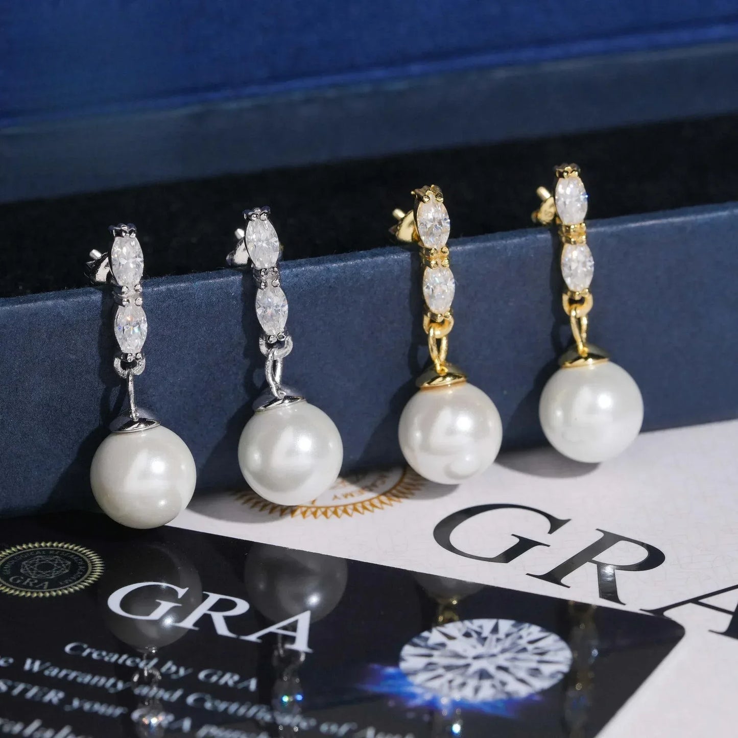 S925 Silver Freshwater Pearl Moissanite Look Earrings - CaratixJewelry