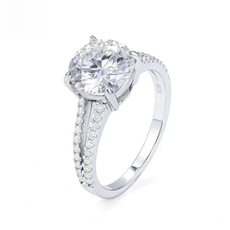 3ct Round Moissanite Wedding Ring | S925 Silver Minimalist Bridal Jewelry - CaratixJewelry
